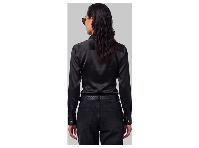 Sutton New York Camisa de seda stretch preta - vista 3