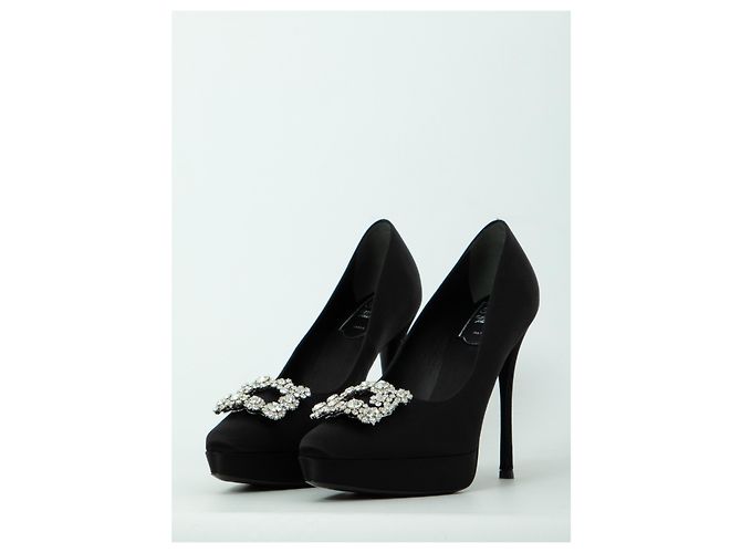Roger Vivier Décolleté Flower Strass 120 Nero - vista 2