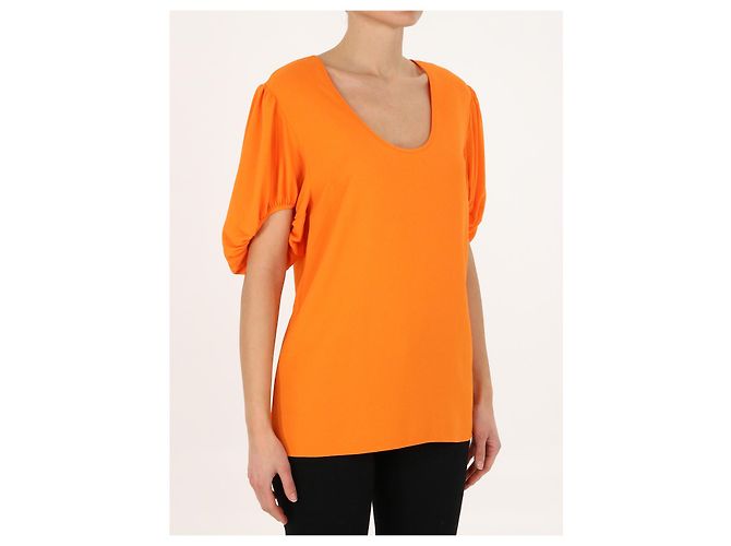 Stella Mc Cartney Top Stella McCartney Naranja de Viscosa con Mangas Abullonadas - vista 2