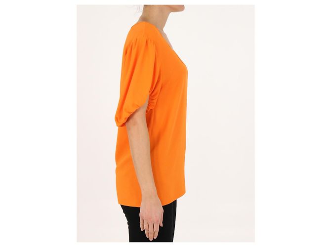 Stella Mc Cartney Top Stella McCartney Naranja de Viscosa con Mangas Abullonadas - vista 3