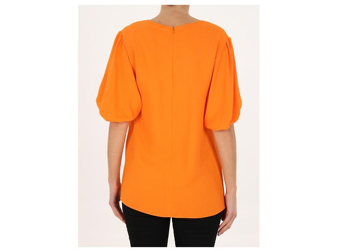 Stella Mc Cartney Top Stella McCartney Naranja de Viscosa con Mangas Abullonadas - vista 4