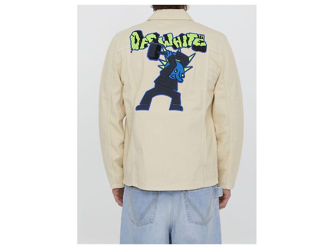Off White Vars Hammer Baumwoll Denim Hemd beige - Ansicht 4