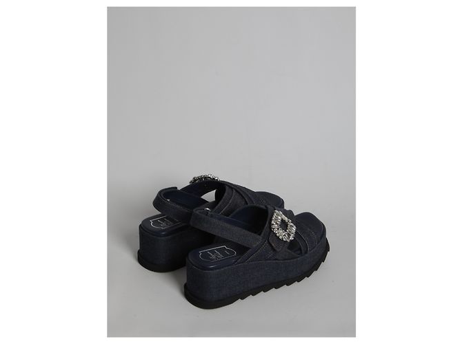 Sandálias anabela Roger Vivier em denim azul Preto - vista 3