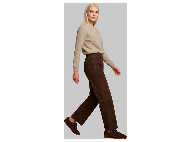 Pariente Pantaloni Sara in camoscio marrone - vista 2