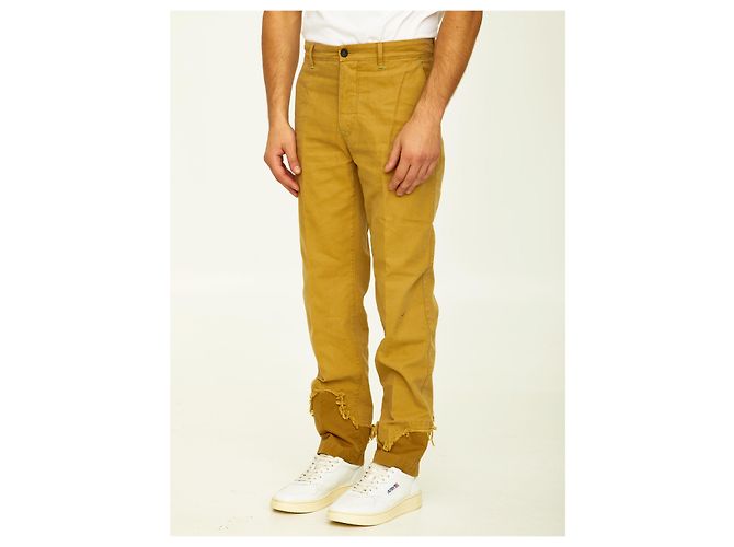 Incotex Camel cotton trousers - view 2