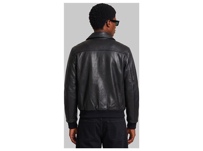 Schott Schwarze Leder Aviator Bomberjacke - Ansicht 3