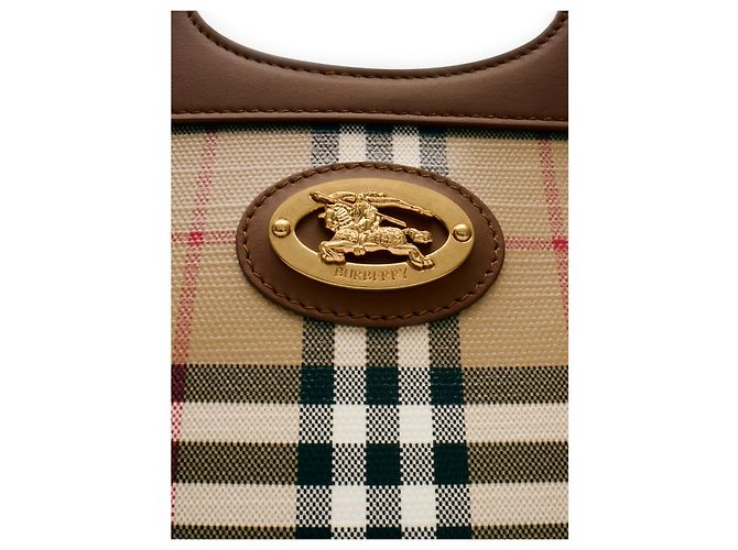 Mini borsa Burberry Archivo Check in tela di cotone beige - vista 4