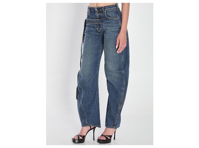 Jean Paul Gaultier vaqueros de denim azul con detalle de correa loose fit - vista 2