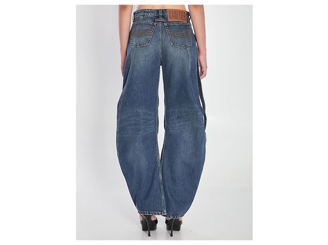 Jean Paul Gaultier vaqueros de denim azul con detalle de correa loose fit - vista 4