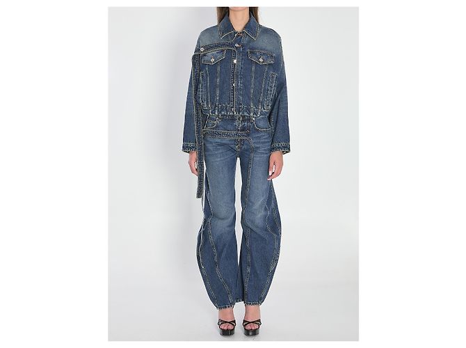 Jean Paul Gaultier vaqueros de denim azul con detalle de correa loose fit - vista 5