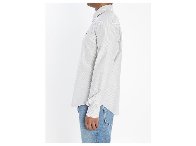 Ami Paris Ami de Coeur Gestreiftes Oxford Baumwollhemd Weiß - Ansicht 3