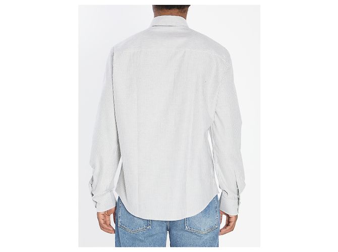 Ami Paris Ami de Coeur Gestreiftes Oxford Baumwollhemd Weiß - Ansicht 4