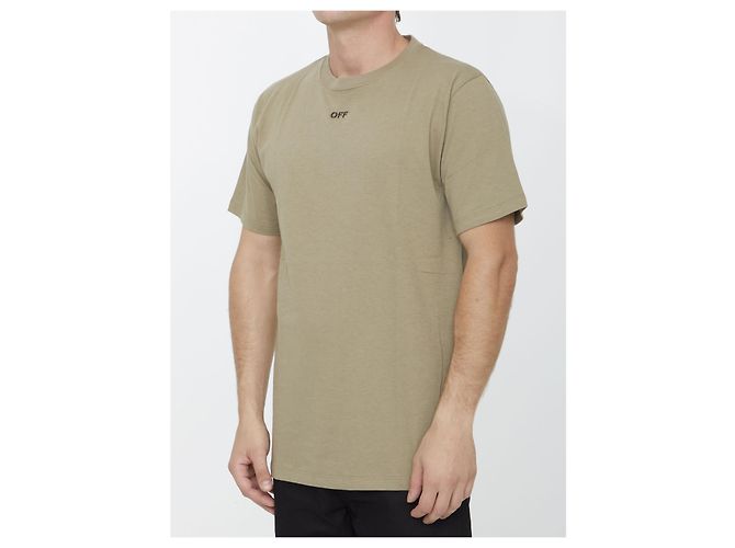 T-shirt Off White Off Stitch Bege de Algodão - vista 2