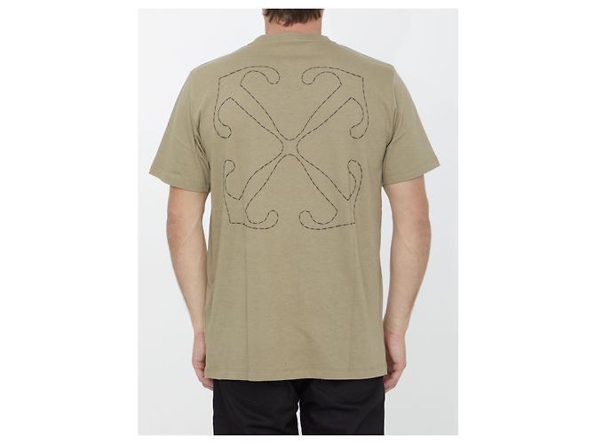T-shirt Off White Off Stitch Bege de Algodão - vista 4