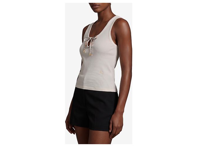 Top Burberry Tierra in cotone stretch bianco - vista 2