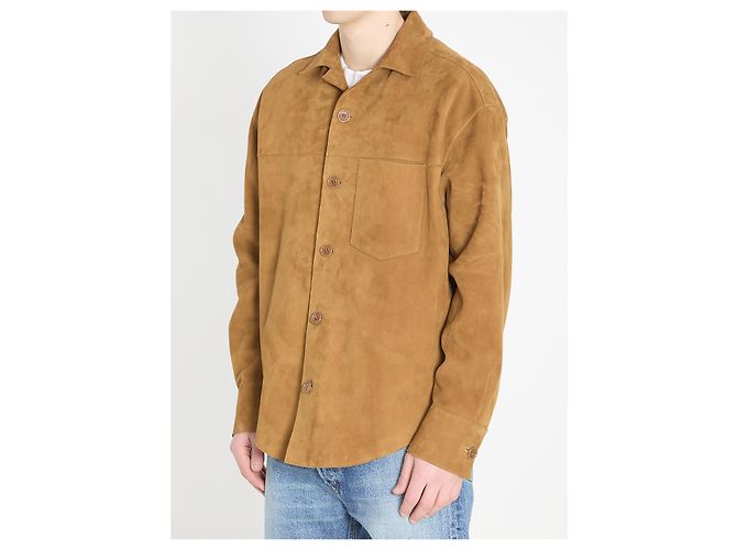 Ami Paris Überhemd mit Knöpfen aus Wildleder Beige - Ansicht 2