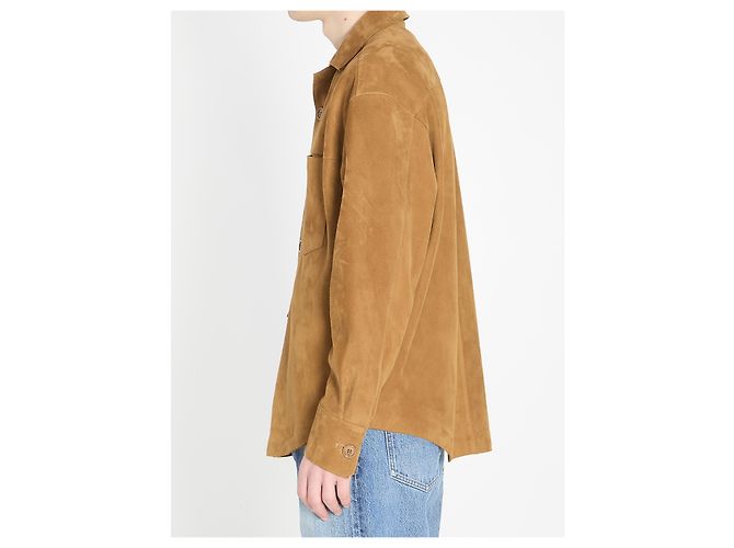 Ami Paris Überhemd mit Knöpfen aus Wildleder Beige - Ansicht 3