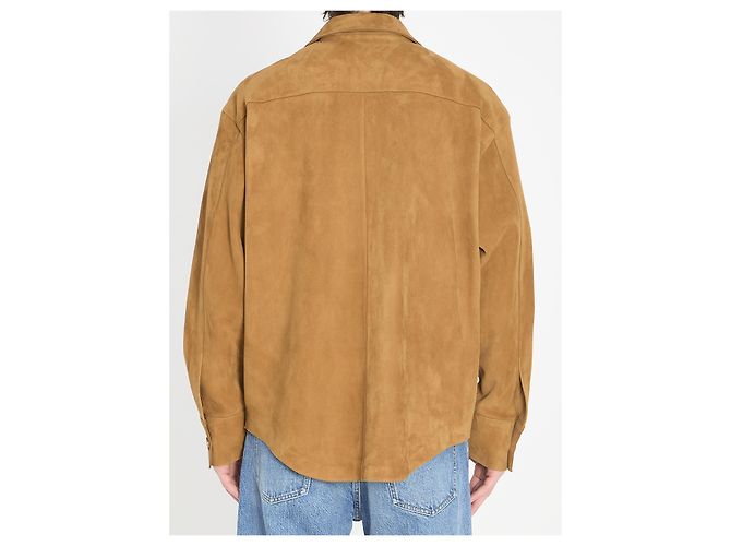 Ami Paris Überhemd mit Knöpfen aus Wildleder Beige - Ansicht 4