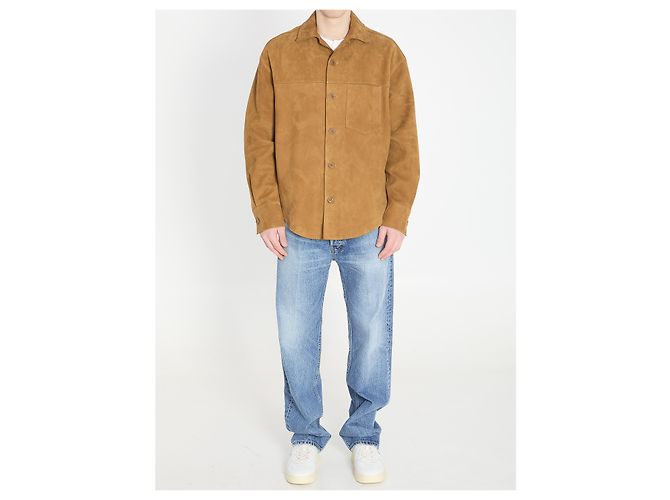 Ami Paris Überhemd mit Knöpfen aus Wildleder Beige - Ansicht 5