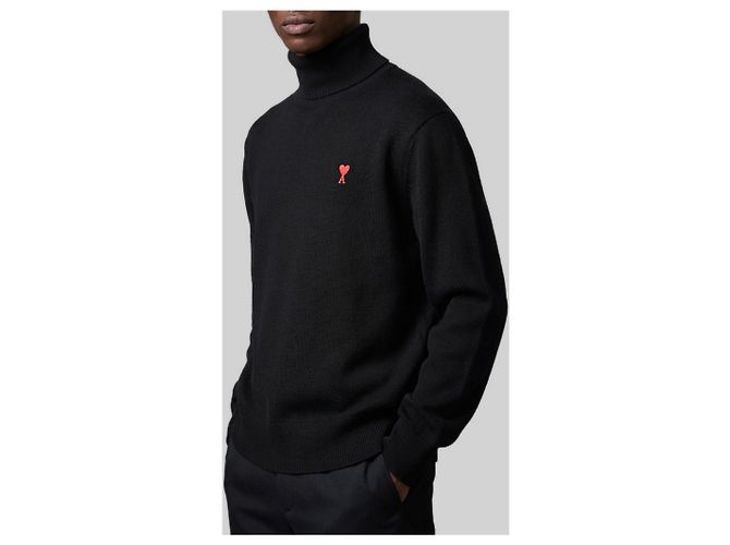 Ami Paris Ami de Coeur Rollkragenpullover Schwarz - Ansicht 2