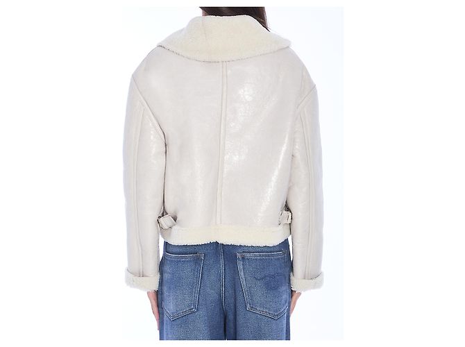 Salvatore Santoro Lederjacke Elfenbein mit Shearling - Ansicht 4