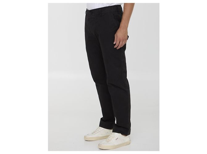 Pantaloni James Perse in tela di cotone rigida nera Nero - vista 2