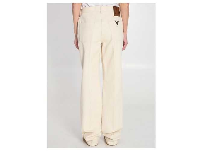 Jeans largas de algodão marfim Valentino Garavani Branco - vista 4