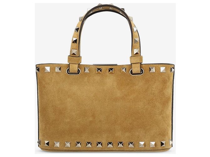 Valentino Garavani mala shopping mini Rockstud em camurça Bege - vista 2