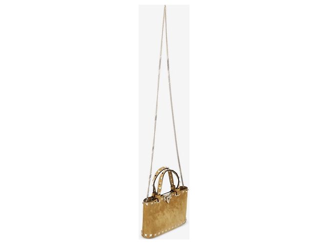Valentino Garavani mala shopping mini Rockstud em camurça Bege - vista 3