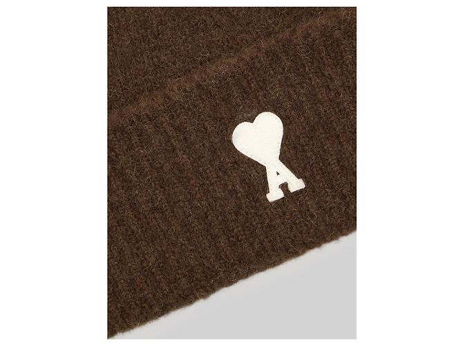 Ami Paris Brown alpaca Ami de Coeur beanie - view 3