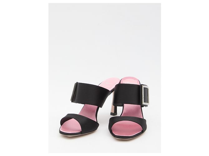 Roger Vivier Trompette Mules aus Satin Schwarz - Ansicht 2