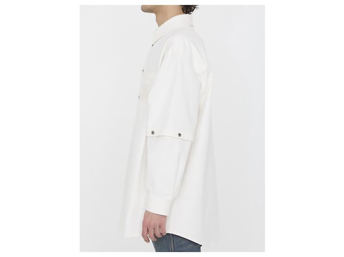 Off White Logo Überhemd Weiß Baumwolle - Ansicht 3