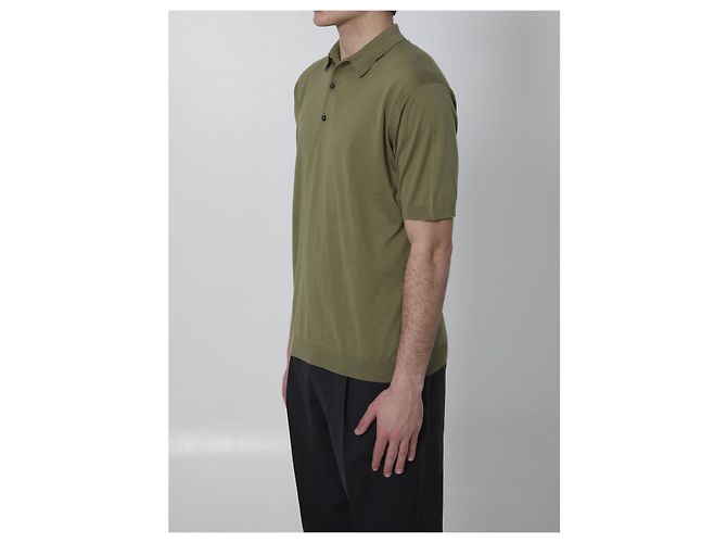 Polo John Smedley Adrian Verde Cotone Sea Island - vista 2