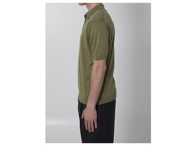 Polo John Smedley Adrian Verde Cotone Sea Island - vista 3