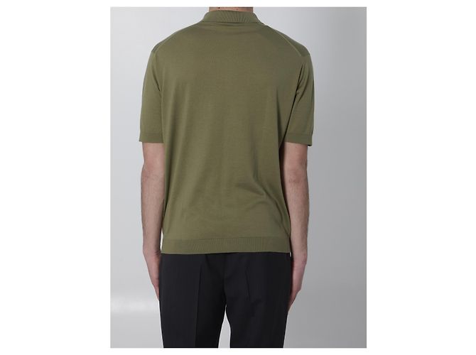 Polo John Smedley Adrian Verde Cotone Sea Island - vista 4