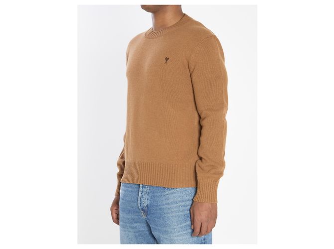 Ami Paris Ami de Coeur Rundhals-Pullover Braun - Ansicht 2