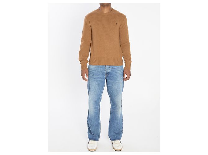 Ami Paris Ami de Coeur Rundhals-Pullover Braun - Ansicht 5
