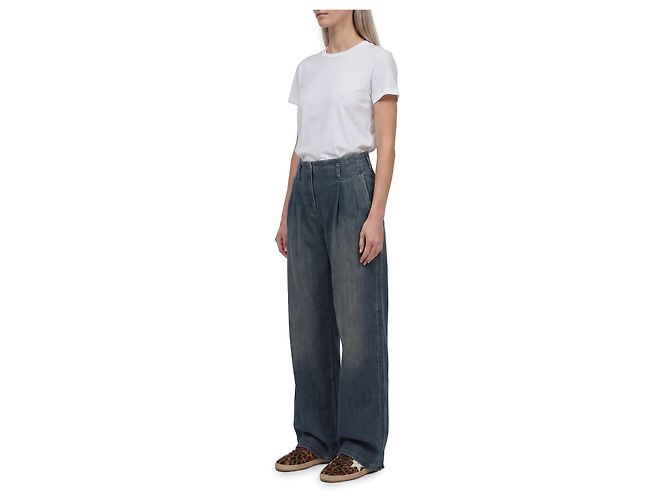 Golden Goose Pantalones de algodón lavado medio Azul - vista 2