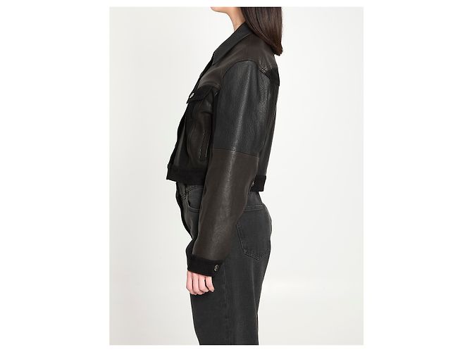 Versace Blusão de couro slim-fit Preto - vista 3