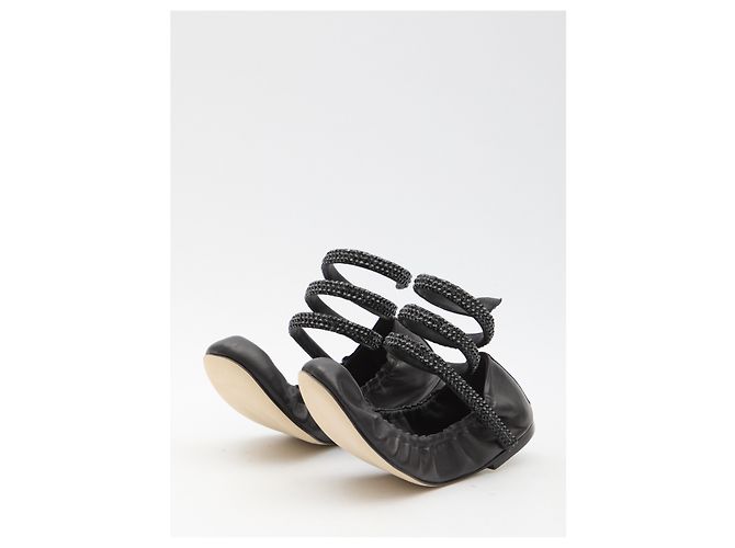Rene Caovilla Cleo Ballerinas aus schwarzem Lammleder - Ansicht 2
