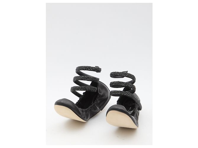 Rene Caovilla Cleo Ballerinas aus schwarzem Lammleder - Ansicht 5