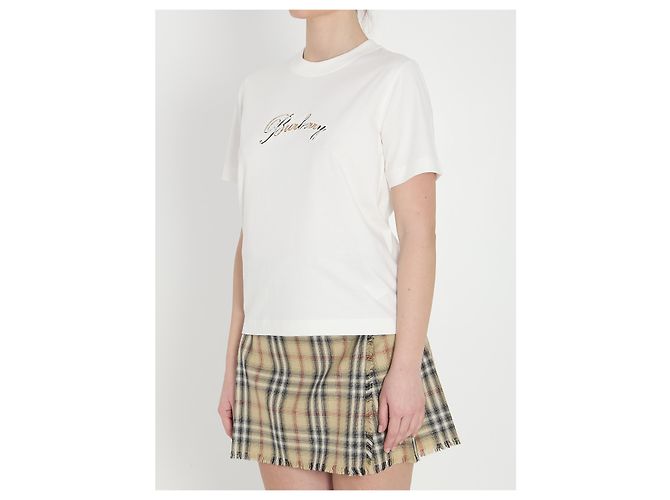 T-shirt Burberry in cotone bianco con logo - vista 2