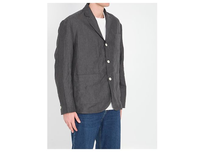 Jacquemus Pastro Linen Jacket Grey - view 2