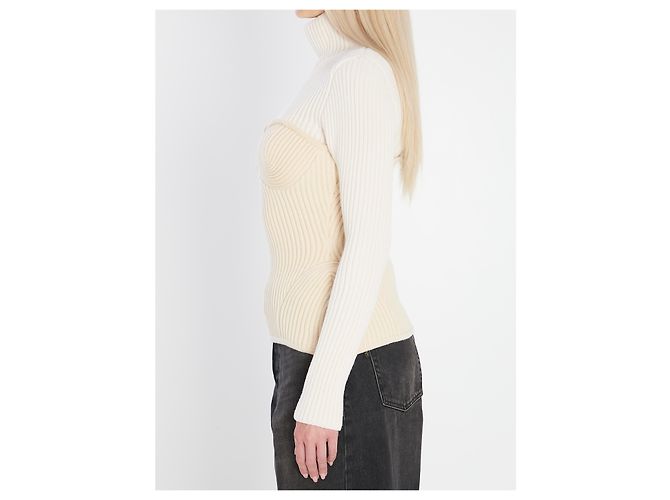 Jean Paul Gaultier Rippstrick-Pullover Wolle Weiß - Ansicht 3