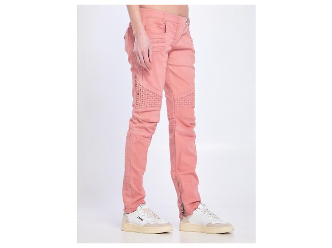 Jeans slim in cotone rosa Balmain - vista 3