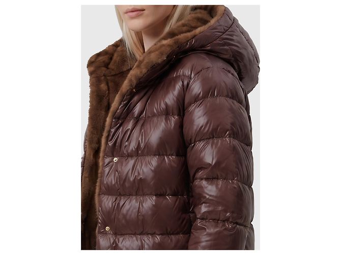 Herno Ultraleichte Daunenjacke mit Kunstpelz Braun - Ansicht 3