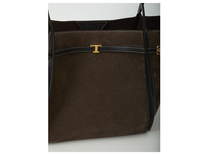Tod's Borsa shopping Medium T Signature Marrone - vista 4