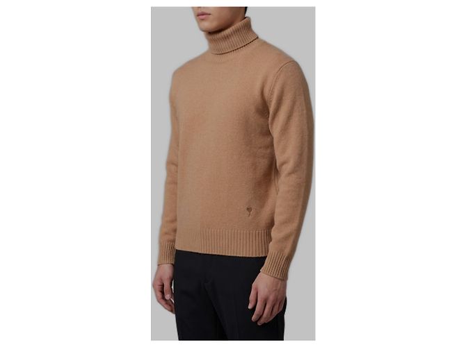 Ami Paris Rollkragenpullover Ami de Coeur Beige - Ansicht 2