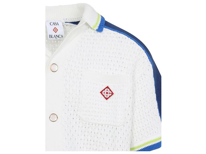 Casablanca Crochet-Hemd Weiß Blau - Ansicht 3