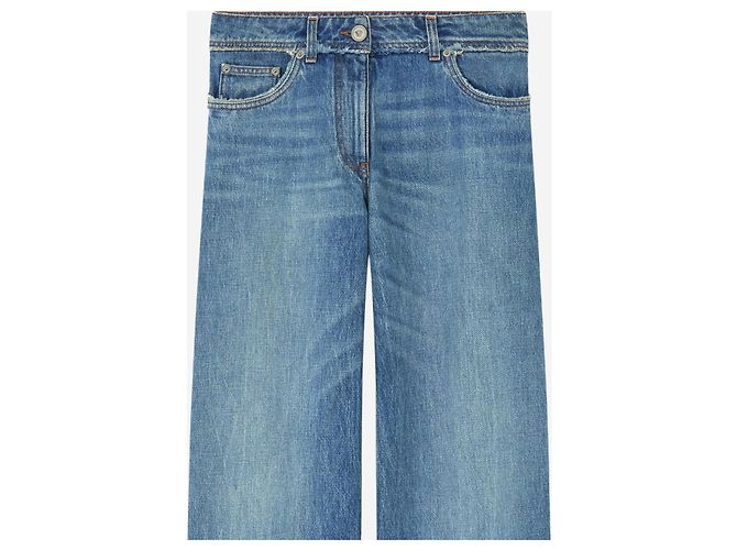 Medusa Jeans Versace de pernas largas em denim azul desfiado - vista 3